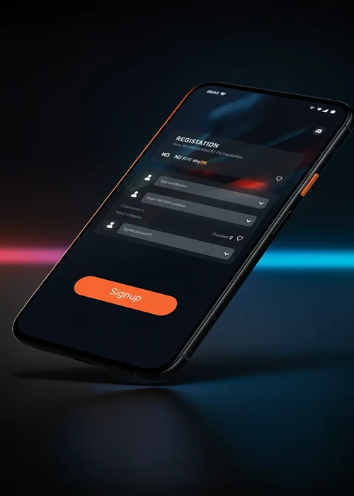 Screenshot des nv1 Casino Registrierungsformulars, das den sicheren und schnellen Anmeldeprozess für neue Spieler zeigt.